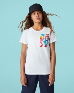 Camisetas Converse Rainbow Crew Sleeve Para Mujer - Blancas | Spain-1542